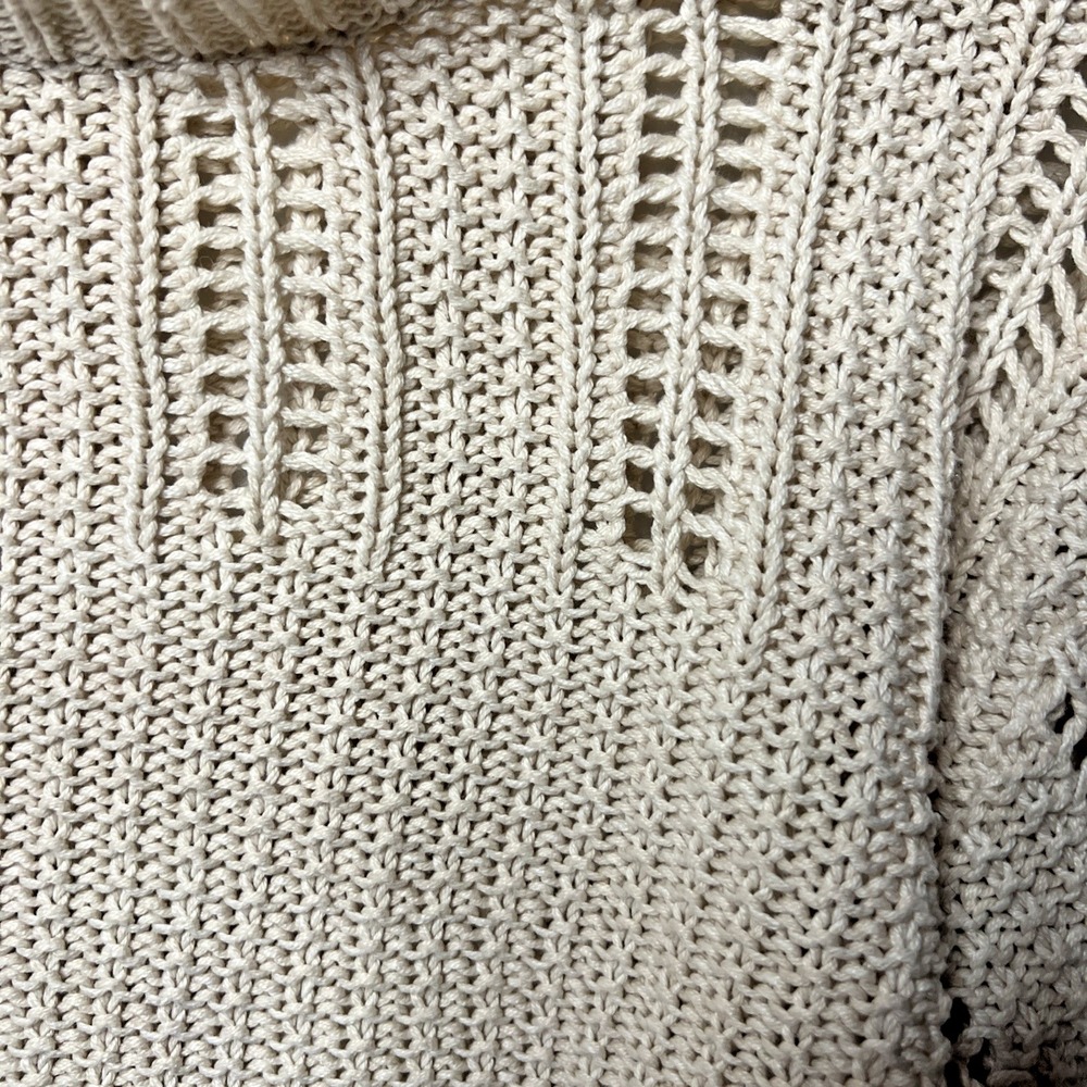 American Eagle Sweater Tan Beige Open Weave Knit Top Size Extra Small - Picture 7 of 16